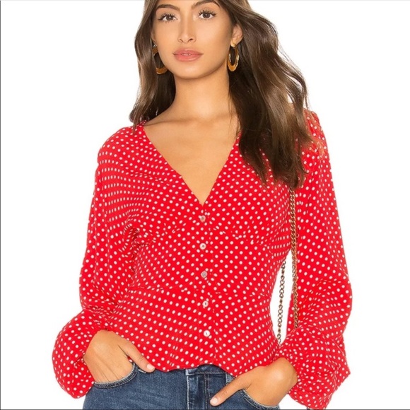 Free People Tops - Free People Love Street Red Polka Dot Blouse